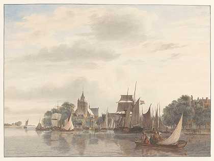 水城`Stad aan het water (1845) by Hendrik Abraham Klinkhamer