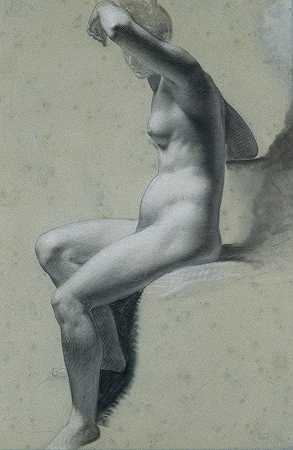 裸体女性坐姿`Seated Female Nude (1810–20) by Pierre-Paul Prud;hon