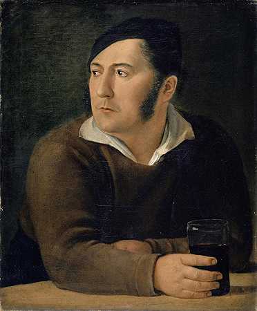 艺术家肖像Leonhard的哥哥Miville Keller`Portrait of the Artists Brother, Leonhard Miville~Keller (1824) by Jakob Christoph Miville