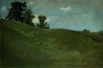 景观，康沃尔郡，新罕布什尔州。`Landscape, Cornish, N.H. (ca. 1890) by John White Alexander