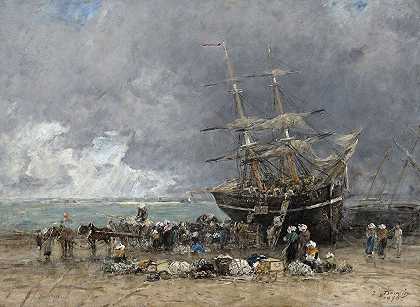 《大地归来》`Return of the Terre~Neuvier (1875) by Eugène Boudin