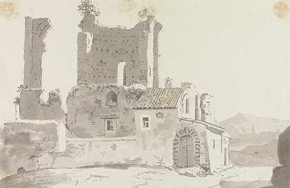 罗马城外的废墟`Ruins Outside Rome (ca. 1783) by George Howland Beaumont