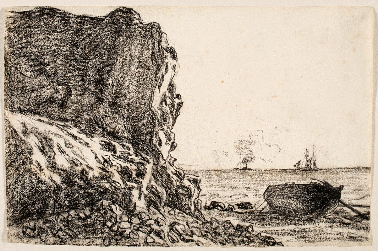 悬崖和大海，圣人地址`Cliffs and Sea, Sainte~Adresse (c. 1864) by Claude Monet