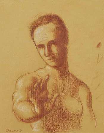 手臂紧绷的男人`Lhomme au bras tendu (1925) by Roger de La Fresnaye