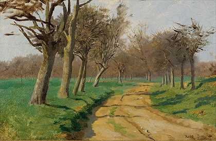 平原和田野（转弯的路在树林之间）`La Plaine Et Les Champs (Le Chemin Tournant A Lentre Du Bois) by Rosa Bonheur