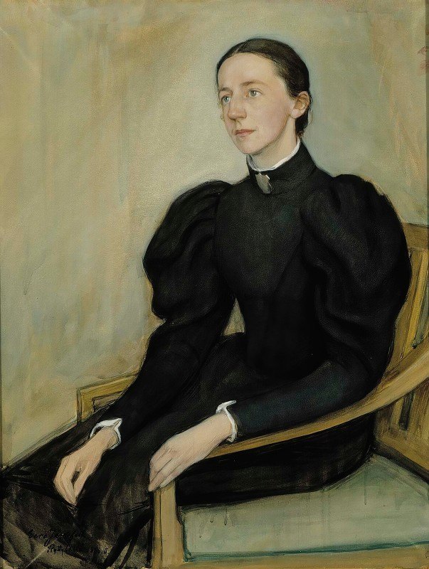 玛蒂尔达·雷德肖像`Portrait Of Mathilda Wrede (1896) by Olof Arenius