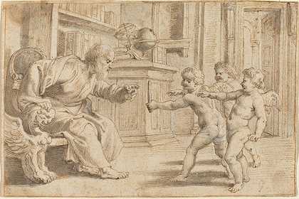 Putti测试一个人他对深度的感知`Putti Testing a Mans Perception of Depth (c. 1613) by Peter Paul Rubens