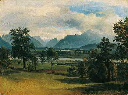 对交货的看法`Blick auf Liefering (1830) by Friedrich August Matthias Gauermann