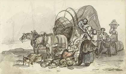 卸货车`Het uitladen van een wagen (1820 ~ 1886) by Constantinus Cornelis Huysmans
