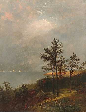 在长岛湾聚集风暴`Gathering Storm on Long Island Sound (1872) by John Frederick Kensett