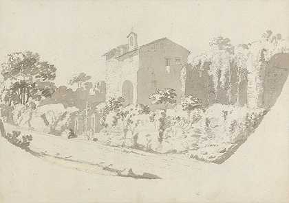 阿尔巴诺附近的隐居地`Hermitage Near Albano (1782) by George Howland Beaumont