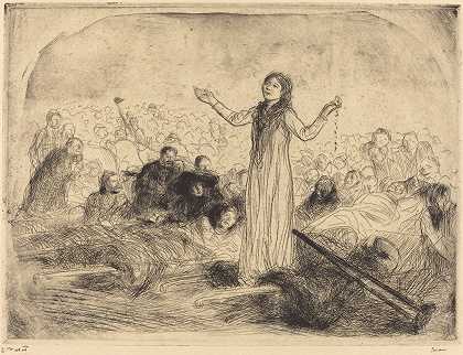 卢尔德，奇迹（第二盘）`Lourdes, the Miracle (second plate) (1912~1913) by Jean-Louis Forain