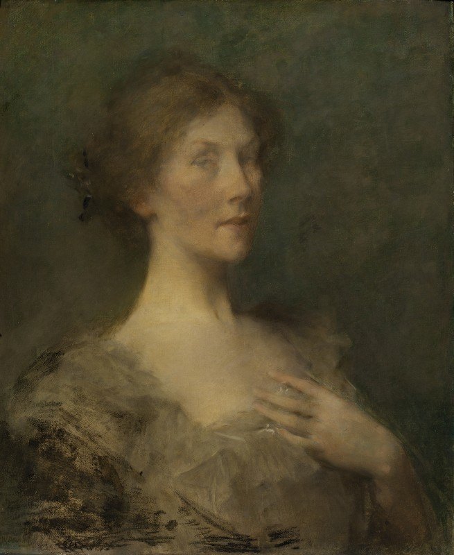 一位女士的肖像`Portrait of a Lady (ca. 1895) by Thomas Wilmer Dewing