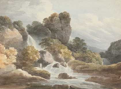 瀑布`Waterfall by Francis Nicholson