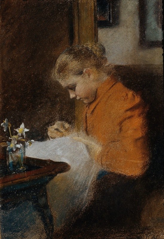 Leopoldine Steindl Moser，这位艺术家的妹妹`Leopoldine Steindl~Moser, Schwester des Künstlers (1895) by Koloman Moser