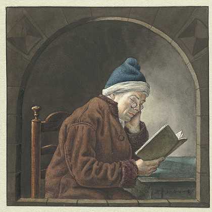 读书人`Lezende man (1786 ~ 1833) by Hendrik Jan van Amerom