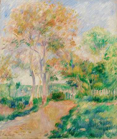 秋季景观（Paysage dautomne）`Autumn Landscape (Paysage dautomne) (c. 1884) by Pierre-Auguste Renoir