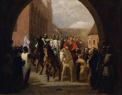 马林堡骑士团的入场（研究）`Entering of the knights in the Marienburg (study) (1884) by Carl Steffeck