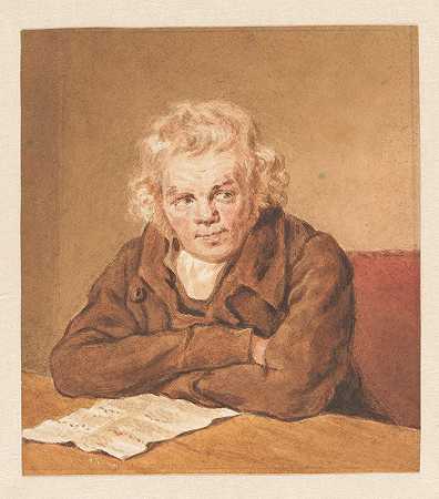 卢伦斯·范·沙克坐在塔菲读书的画像`Portret van Lourens van Schaick, zittend lezend aan tafe (1790 ~ 1852) by Pieter Christoffel Wonder