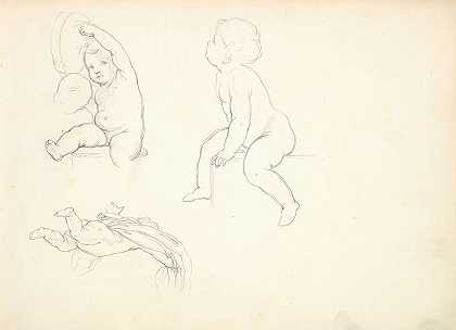 三个孩子`Three Children (ca. 1849) by Frederic Leighton