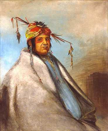 非达冈人，酋长`Non~on~dá~gon, a Chief (1830) by George Catlin