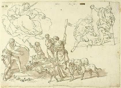 宗教场景速写`Sketches of Religious Scenes by After Domenico Piola