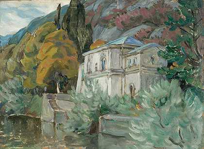 由Lago di Como创作。意大利留学`By Lago di Como. Study from Italy (1928) by Anna Boberg