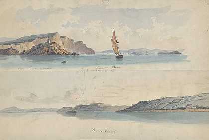 两张英国海岸面孔斯旺西湾和布里斯托尔运河`Twee Engelse kustgezichten; Swansea Baai en Bristols Kanaal (1827 ~ 1880) by Willem Gruyter jr