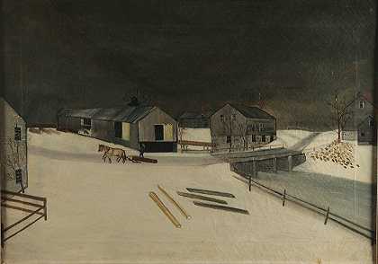 在雪地里笨重地行走`Lumbering in the Snow (ca. 1845)