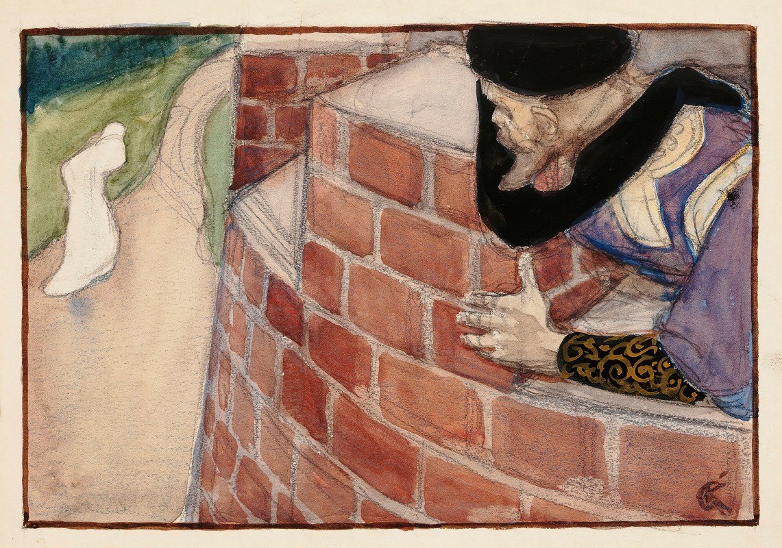 城堡领主在监视他的女儿`The Castle Lord Spying On His Daughter by Akseli Gallen-Kallela