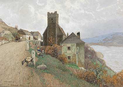 圣迈克尔的多纳乌弗`Donauufer in St Michael (1909) by Rudolf Weber