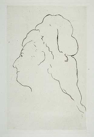 伊娃·冈萨雷斯的侧面转向左边`Profile of Eva Gonzales turned to the left (ca. 1870) by Édouard Manet