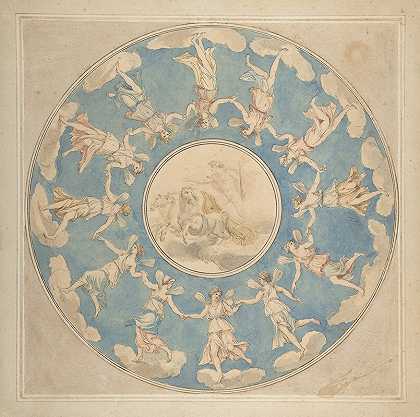 天花板设计阿波罗与时间`Design for Ceiling; Apollo and the Hours (1760–1807) by Angelica Kauffmann