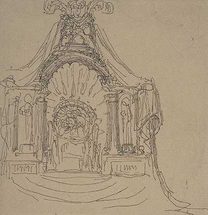王座的设计`Design for a Throne (1805–40) by William Pitts