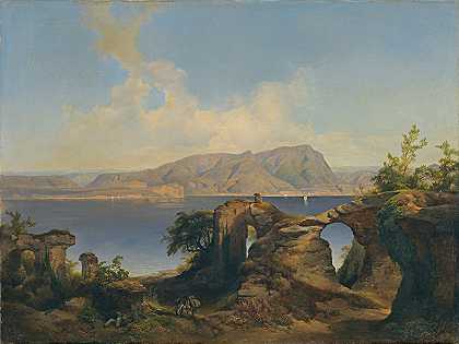 加尔达湖景观（加尔达湖）`Blick Auf Den Gardasee (Lake Garda) (1844) by Anton Hansch