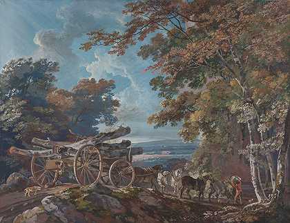 在崎岖不平的道路上行走`Timber Wain on a Rough Road by George Barret