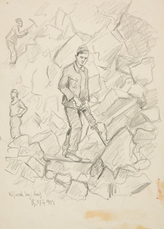 采石场的强迫劳动工人`Robotnik pracy przymusowej w kamieniołomie (1943) by Ivan Ivanec