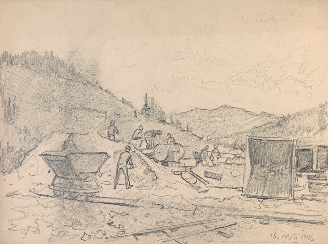 在山区采石场`W górskim kamieniołomie (1943) by Ivan Ivanec