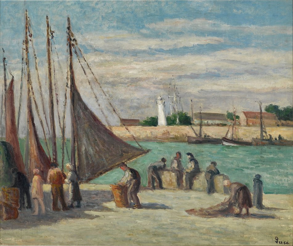 Honfleur，在码头上`Honfleur, Sur le Quai by Maximilien Luce