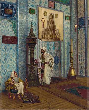 在清真寺里`In the Mosque by Rudolf Ernst