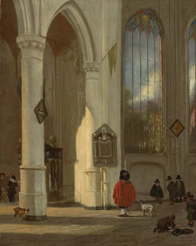 代尔夫特奥德路克的屋内`Interior of the Oude Kerk in Delft (1655) by Emanuel de Witte