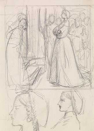 克里斯蒂娜·罗塞蒂s Maude Clare——体型和头部研究`Christina Rossettis Maude Clare – Figure and Head Studies (1859) by Sir John Everett Millais