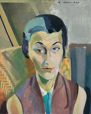 玛丽亚·拉尼肖像`Portrait De Maria Lani (1928~29) by Robert Delaunay