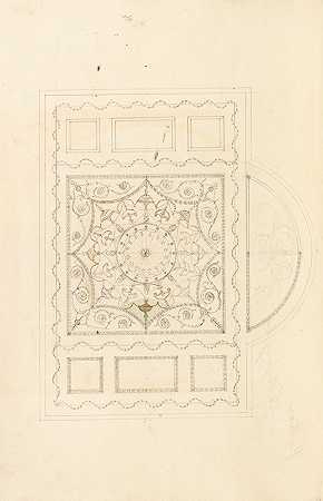 女士天花板设计伦敦牛津街万神殿更衣室`Design for Ceiling of Ladies Dressing Room at the Pantheon, Oxford Street, London (ca. 1770) by James Wyatt