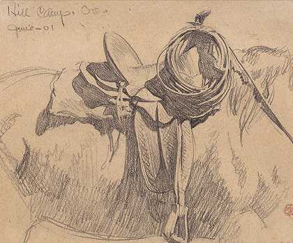 牛仔s鞍形装备，俄勒冈州希尔营地`For Cowboys Saddle Gear, Hill Camp, Oregon (1901) by Maynard Dixon