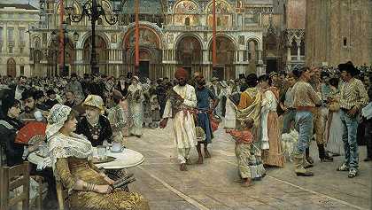 圣马克广场s、 威尼斯`The Piazza Of Saint Marks, Venice (1883) by William Logsdail