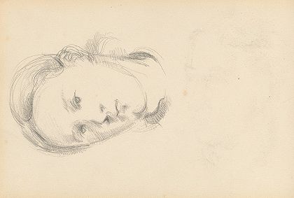 一个年轻女子的头`Head of a Young Woman (c. 1880) by Paul Cézanne