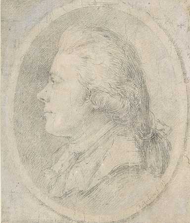 男人肖像`Portrait of a Man (18th century) by Gabriel de Saint-Aubin