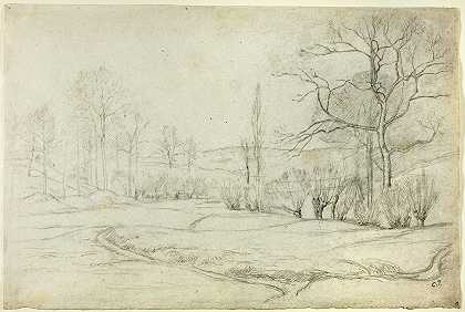 蒙福柯风景`Landscape in Montfoucault (1864) by Camille Pissarro