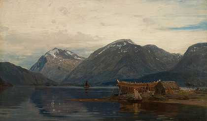 阿尔夫，哈丹格尔`Ølve, Hardanger (1873) by Amaldus Nielsen